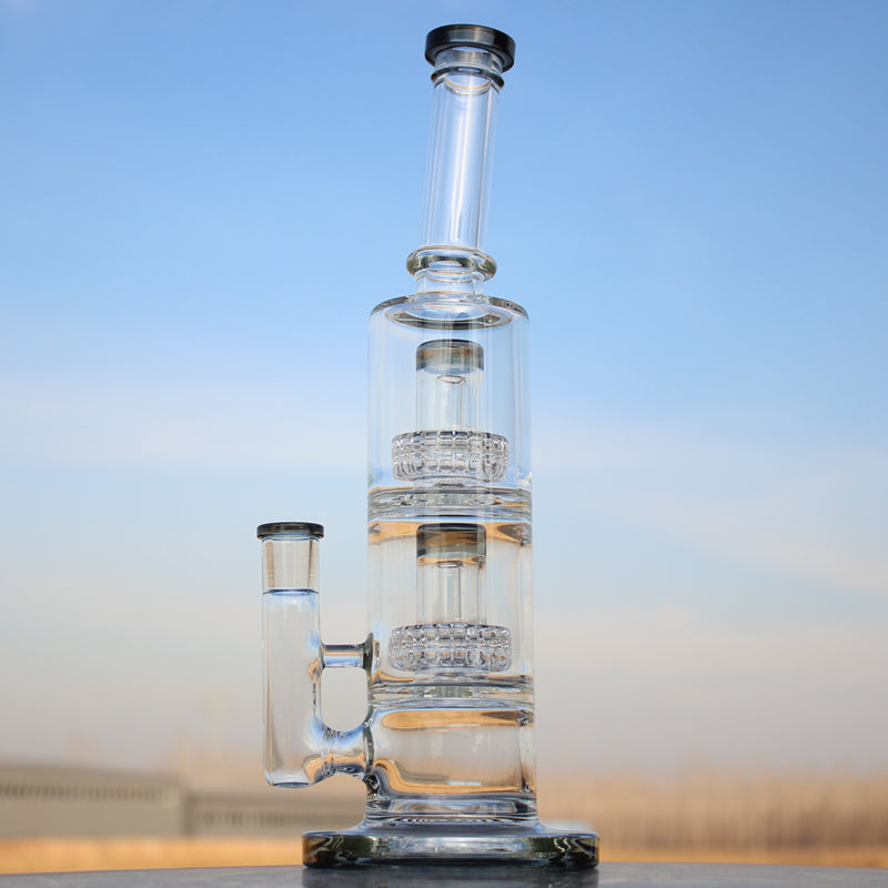 Dual Matrix Percolator Glass Water Pipe 12"