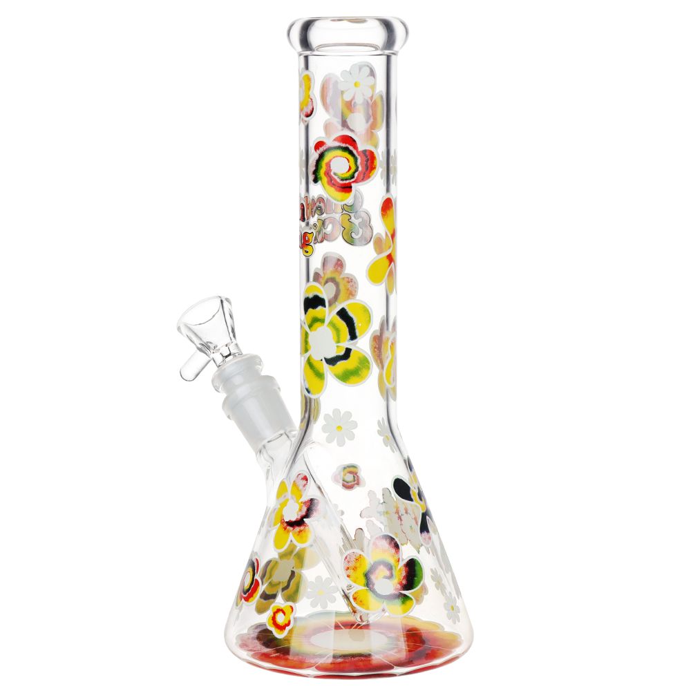 Cheech & Chong Glass Tie Dye Glow Glass Beaker Water Pipe - 10" / 14mm F