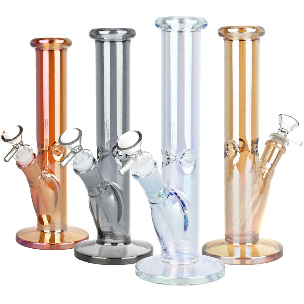 Infinite Splendor Glass Straight Tube Water Pipe - 9.75" / 14mm F / Colors Vary