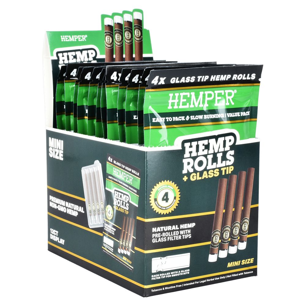 Hemper Hemp Rolls + Glass Tips | 12pk