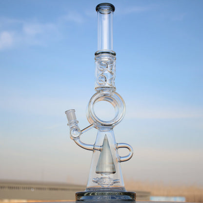 Recycler Style Donut Percolator Glass Water Pipe 18.5"