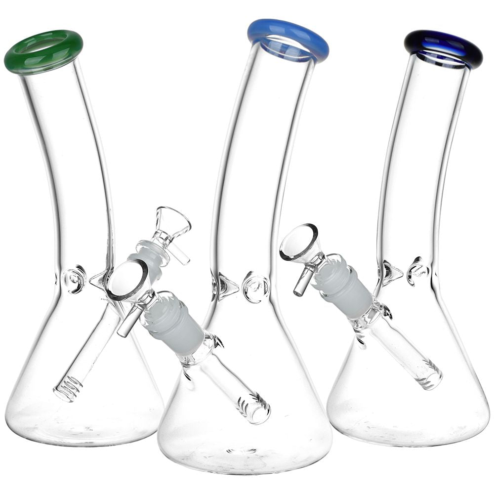 Classic Bent Neck Beaker Glass Water Pipe | 14mm F | Colors Vary