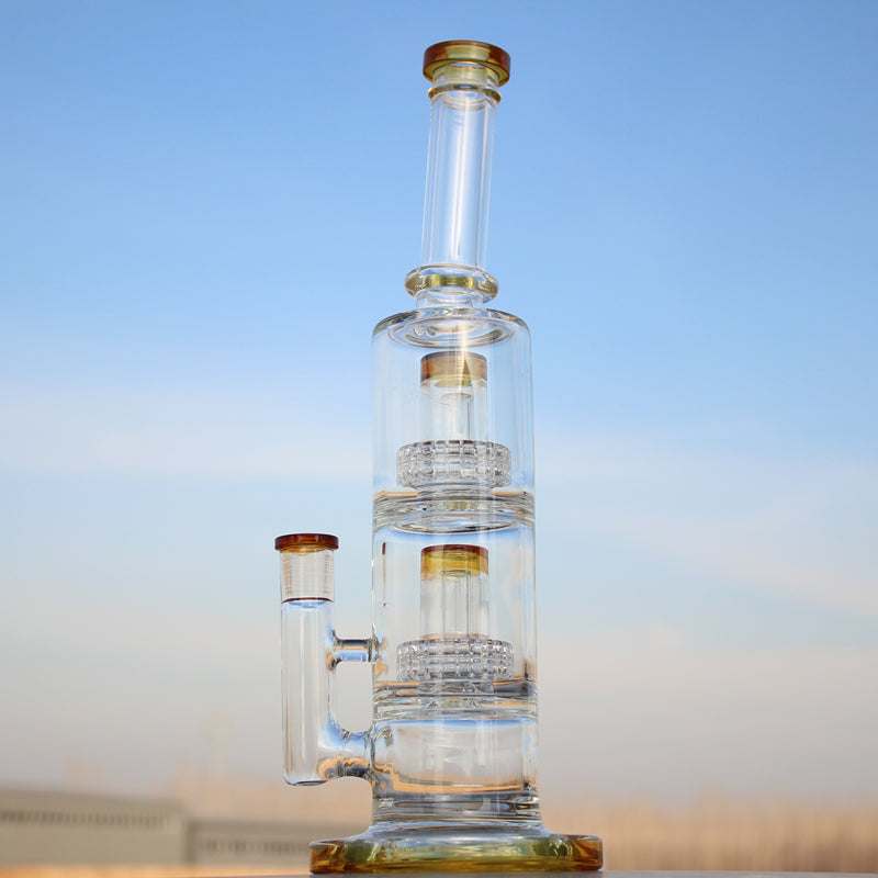 Dual Matrix Percolator Glass Water Pipe 12"