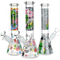 Aliens And Hemp Leaves Glow Glass Beaker Water Pipe-10"