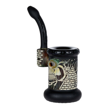 Lookah Glass Sacred Pyramid Black Etched Bubbler - 6"