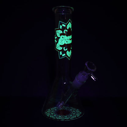 Cheech & Chong Glass Mandala Glow Glass Beaker Water Pipe - 10" / 14mm F