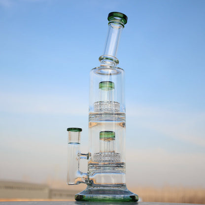 Dual Matrix Percolator Glass Water Pipe 12"