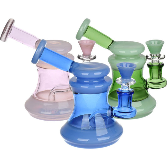 Glass House Flathead Mini Water Pipe - 5.5" / 14mm F / Colors Vary