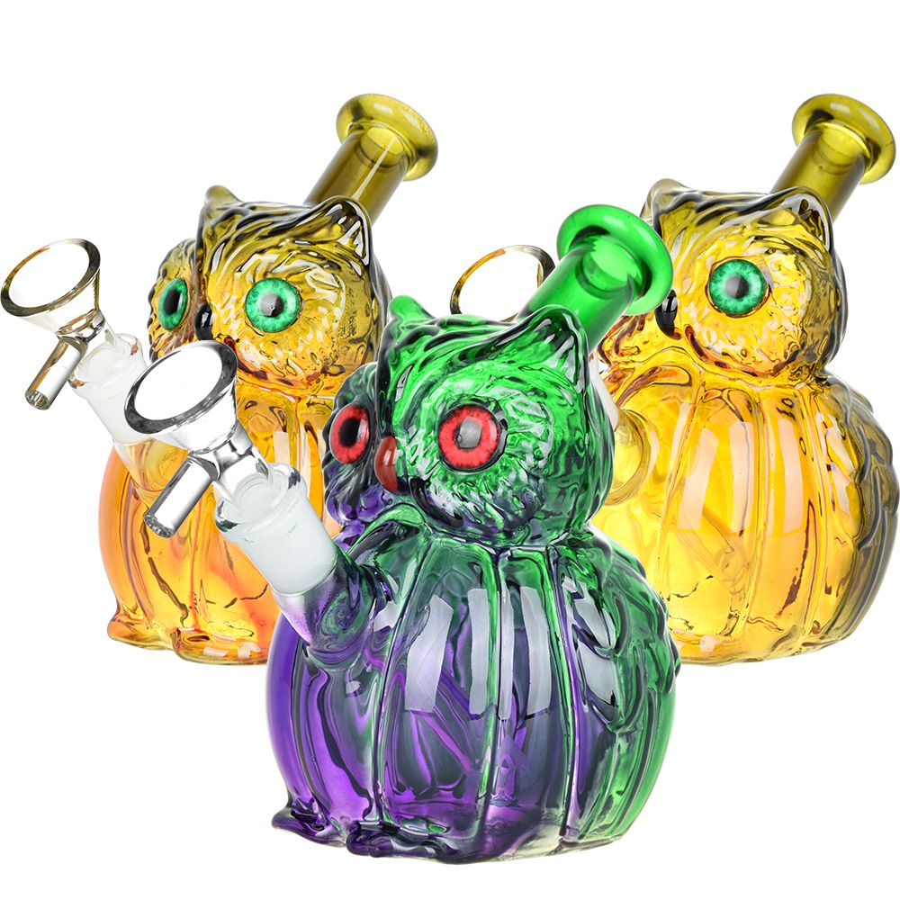 What A Hoot Glass Water Pipe - 5" / 14mm F / Colors Vary