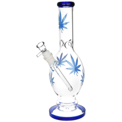 Hemp Leaf Egg Vase Water Pipe - 12" / 14mm F / Colors Vary