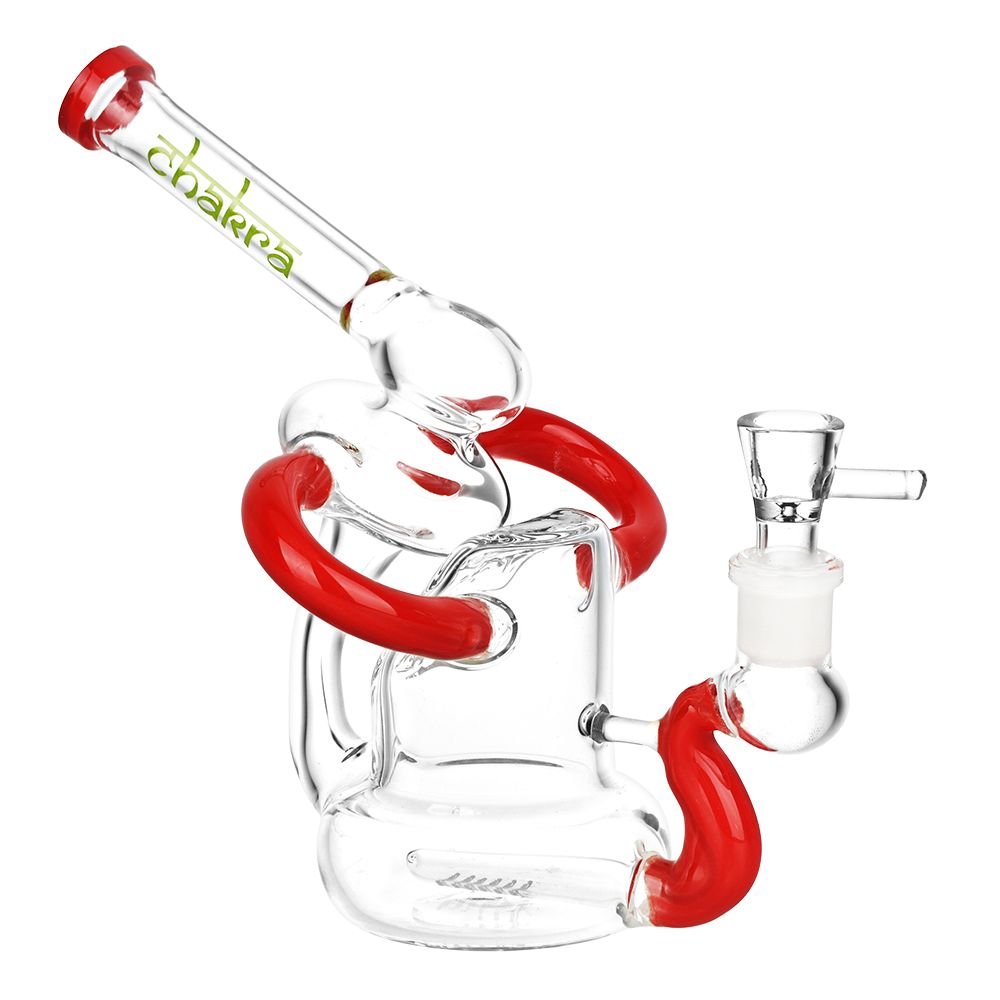 Chakra Recline And Align Recycler Glass Water Pipe - 6.25" / 14mm F / Colors Vary