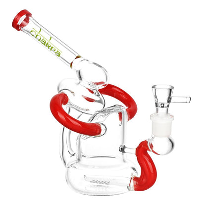 Chakra Recline And Align Recycler Glass Water Pipe - 6.25" / 14mm F / Colors Vary