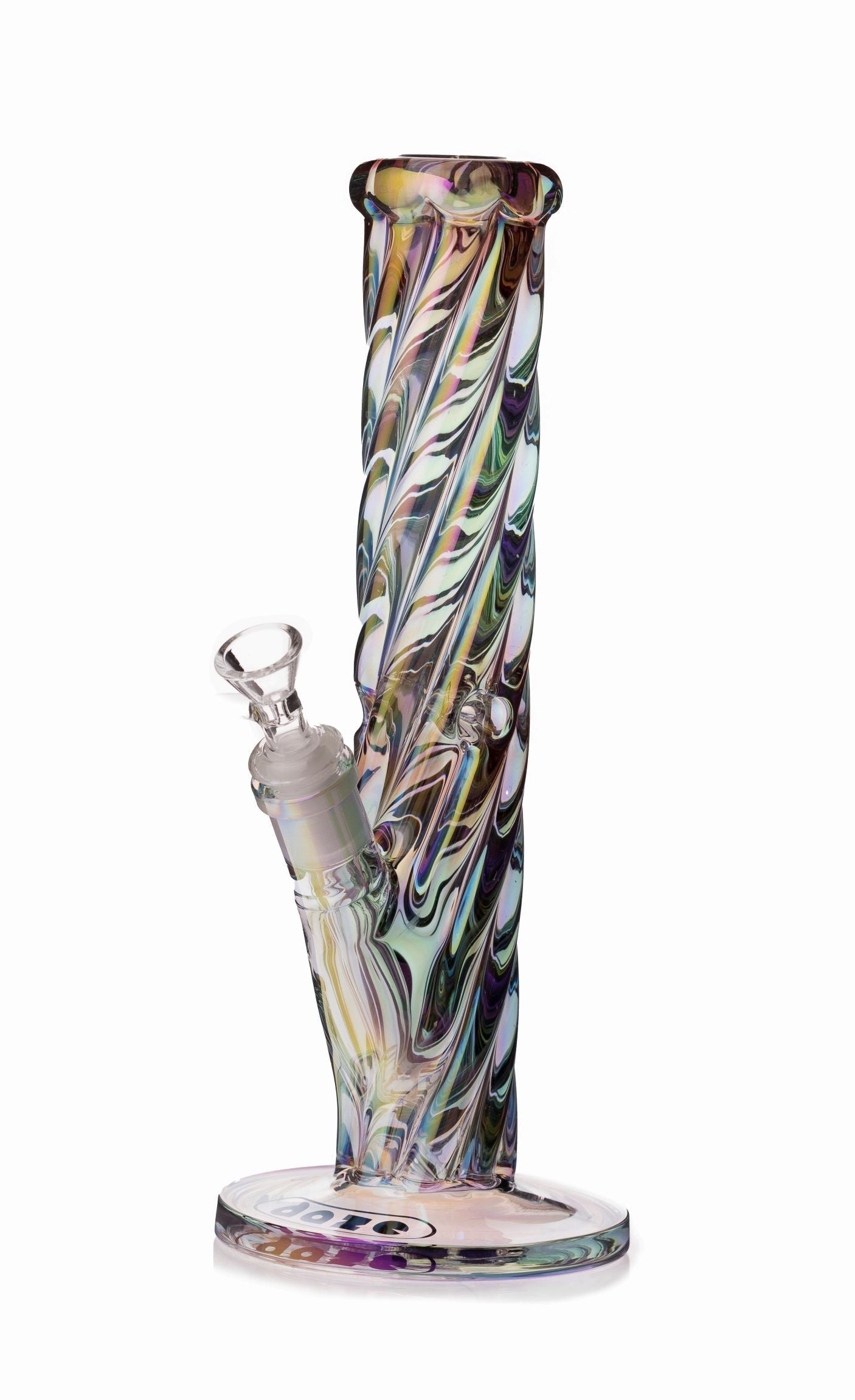 Daze Glass - 12 Inch Iridescent Rainbow Spiral Glass Water Pipe