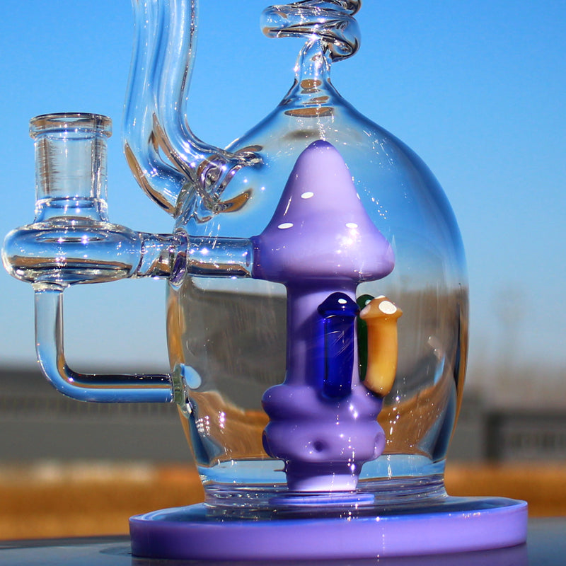 Spiral Mushroom Recycler Water Pipe w/ Circ Perc 11"