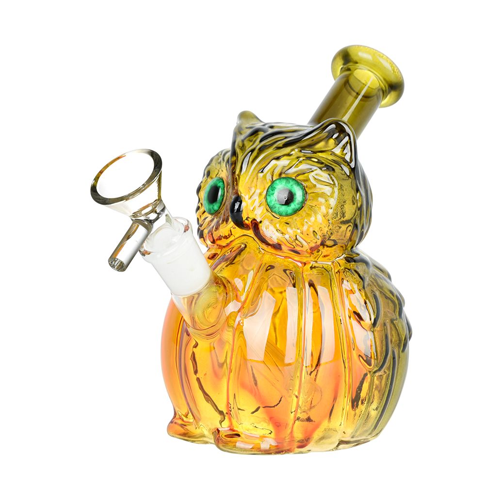 What A Hoot Glass Water Pipe - 5" / 14mm F / Colors Vary