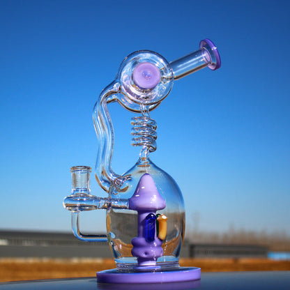 Spiral Mushroom Recycler Water Pipe w/ Circ Perc 11"