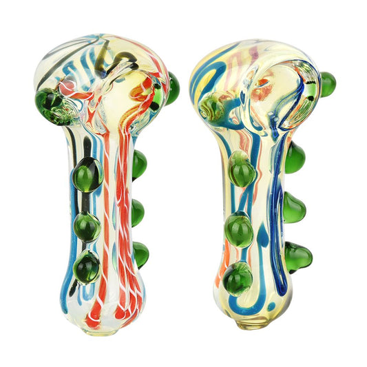 Conscious Flow Beaded Glass Spoon Pipe - 3" / Colors Vary