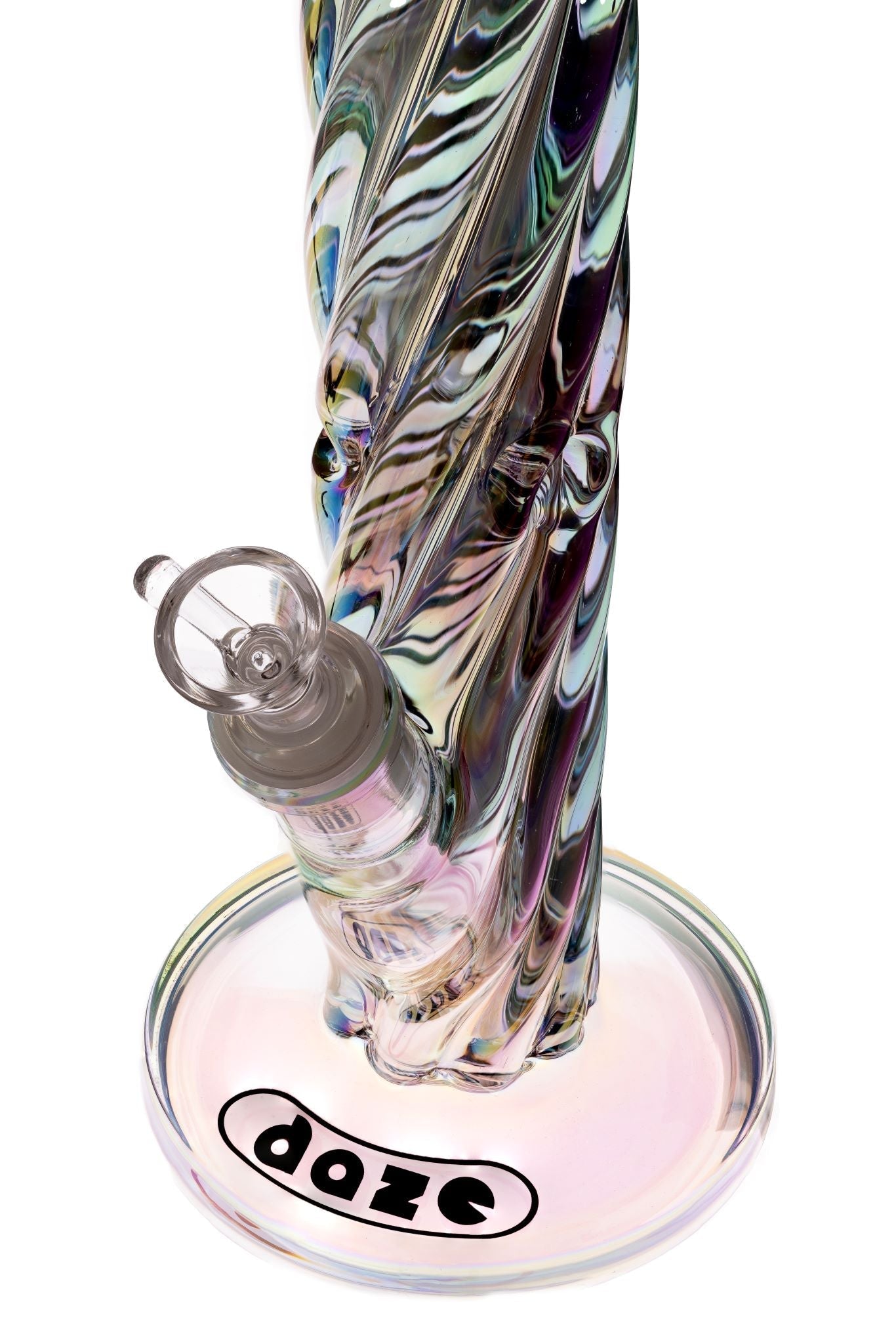 Daze Glass - 12 Inch Iridescent Rainbow Spiral Glass Water Pipe