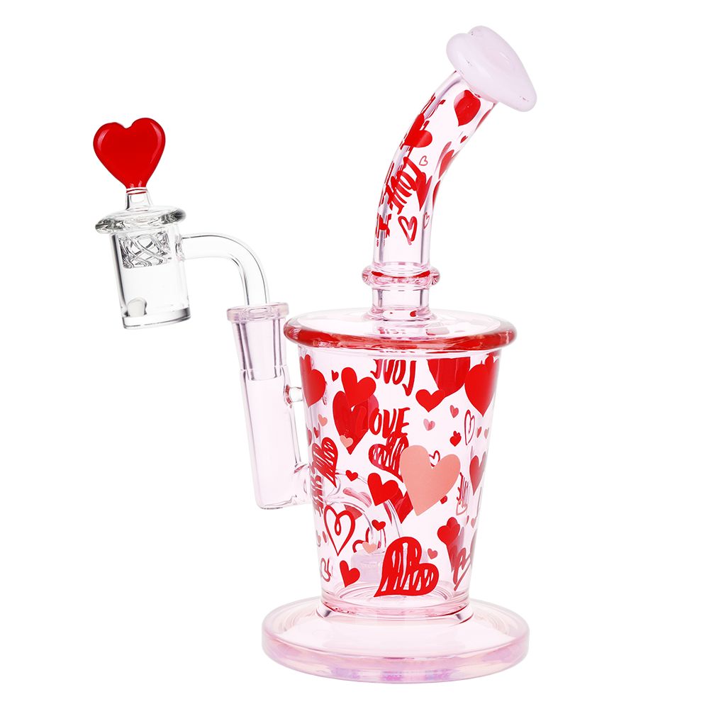 Pulsar Valentine's Love Hearts Glass Dab Rig Set - 8.5" / 14mm F