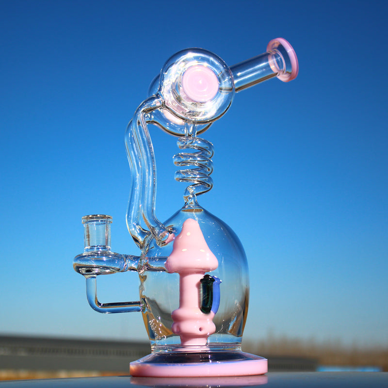 Spiral Mushroom Recycler Water Pipe w/ Circ Perc 11"